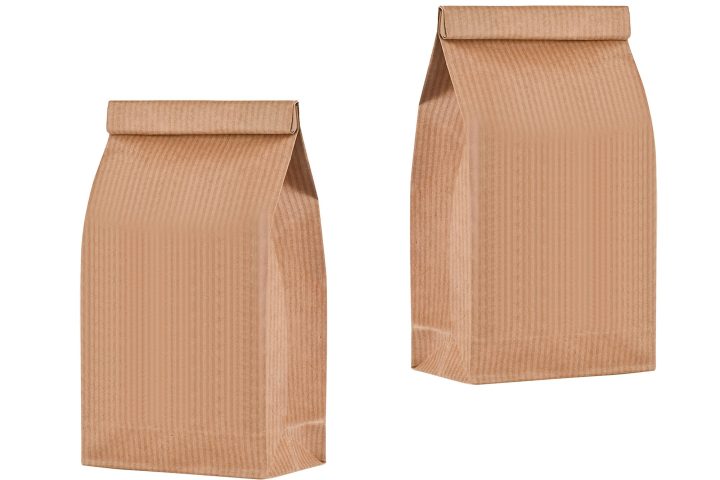 recycle brown paper bags isolated on white